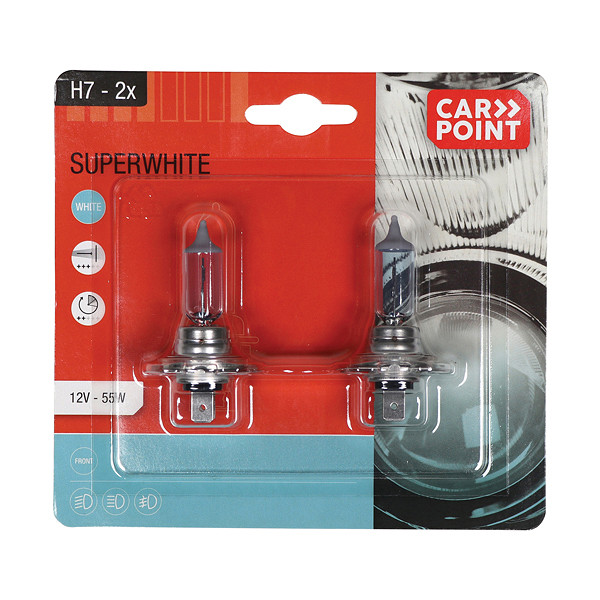 CARPOINT SUPERWHITE AUTOLAMP H7 12V 55W 2 STUKS (8711293477159)