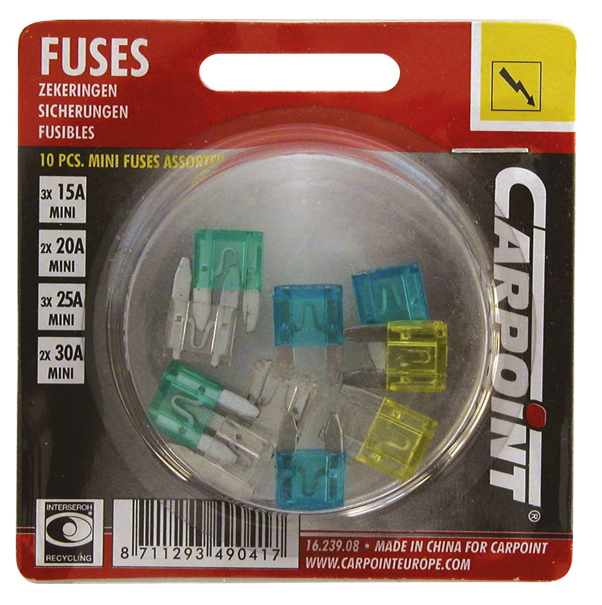 Carpoint Mini Steekzekering Assorti 10 stuks (8711293490417)