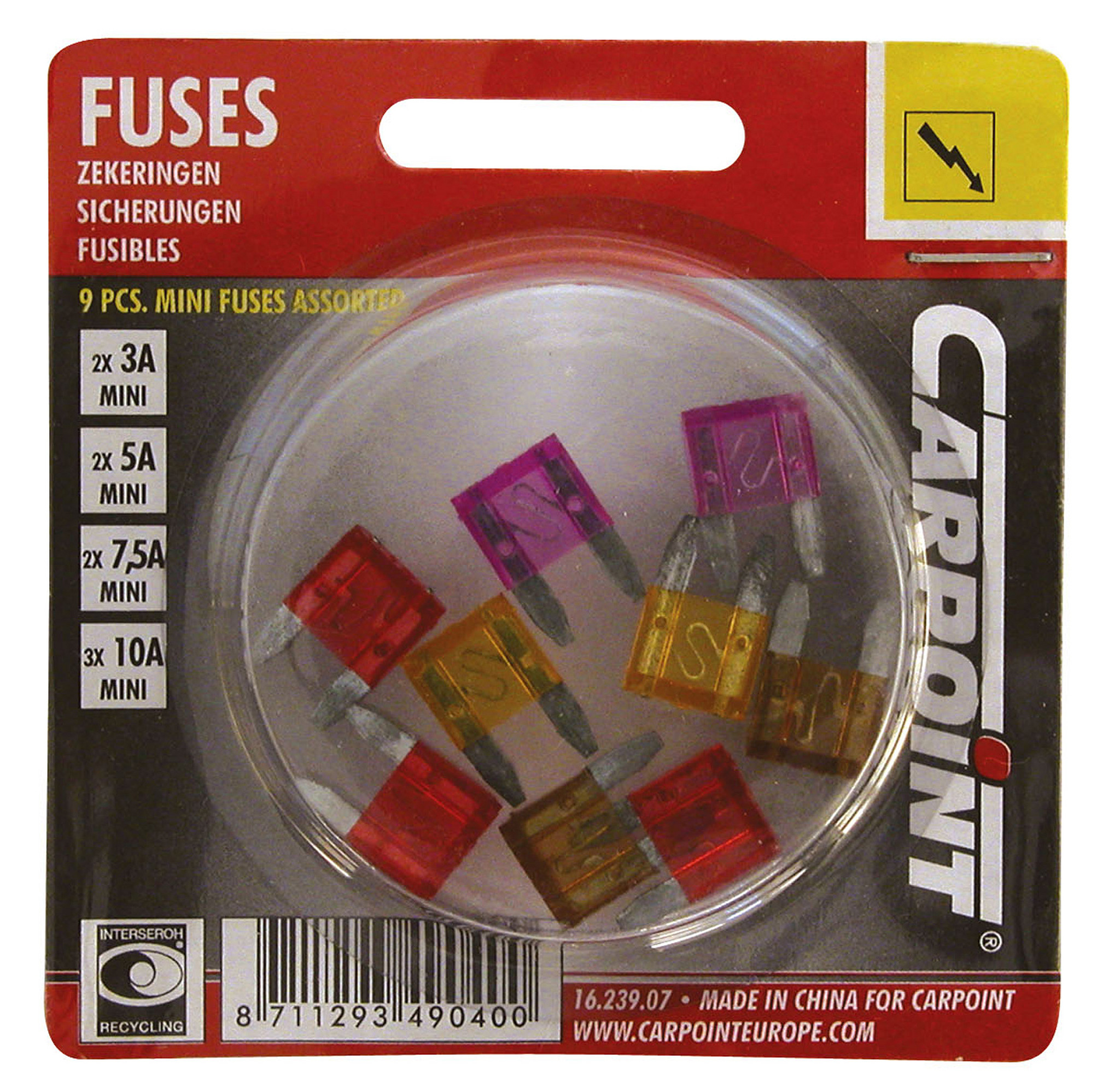 Carpoint Mini Steekzekering Assorti 9 stuks (8711293490400)