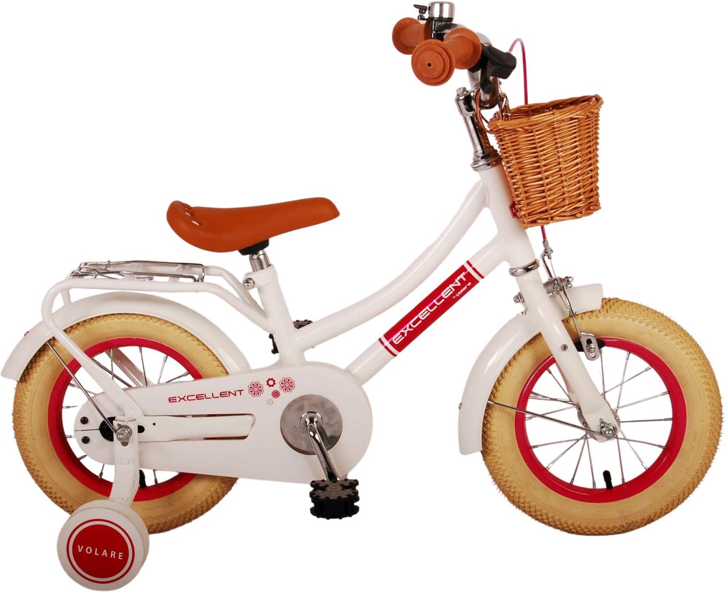 Merkloos Volare Kinderfiets Excellent 12 inch Wit met mandj (8715347211898)