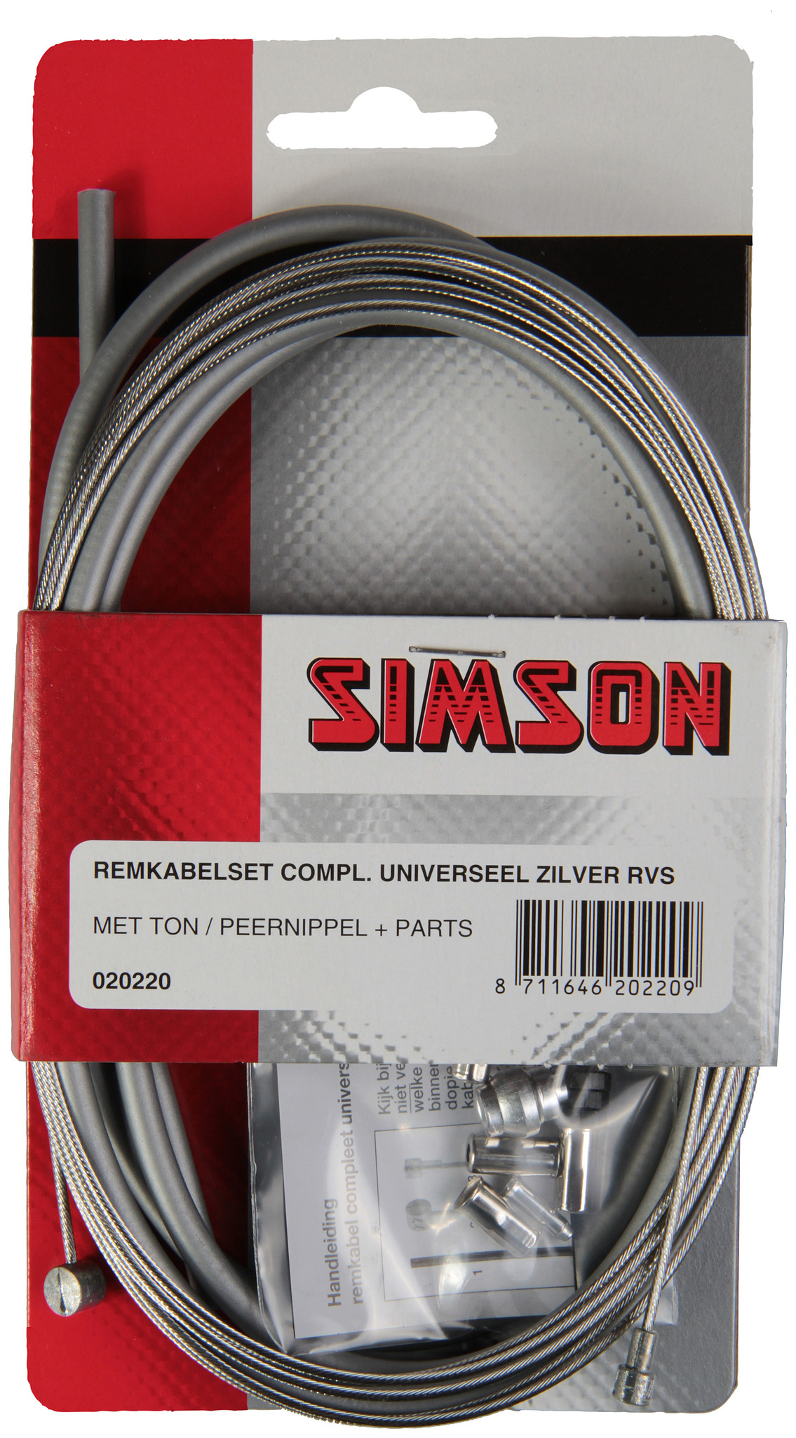 Simson Remkabelset RVS grijs (8711646202209)