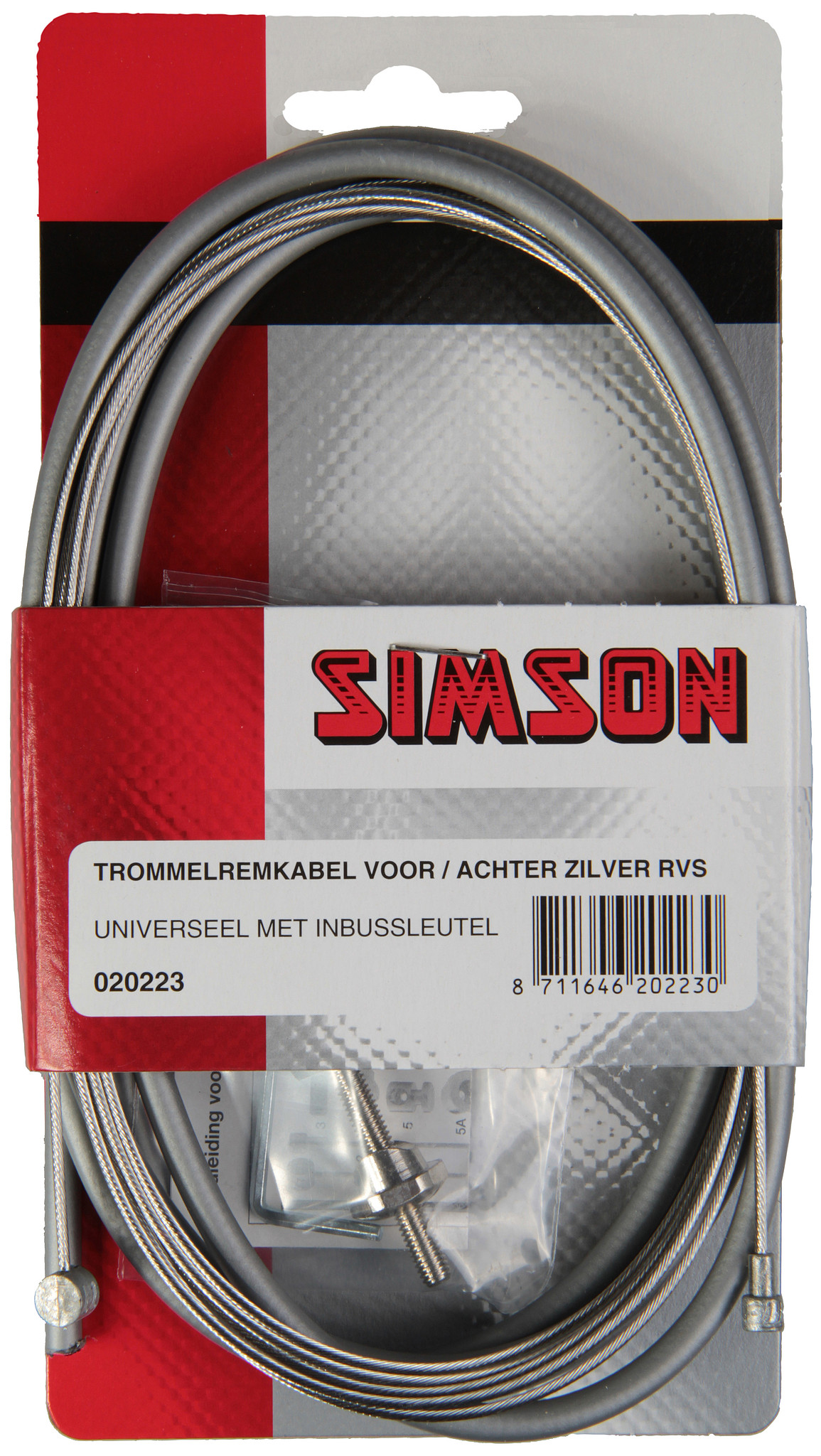 Simson Trommelremkabelset RVS grijs (8711646202230)