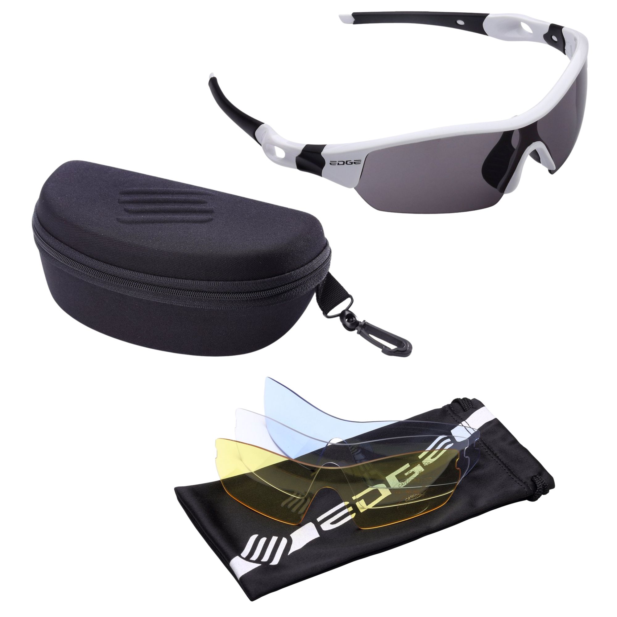 Fietsbril Edge Ventoux Met Etui en 4 Lenzen - Wit (8718404057019)
