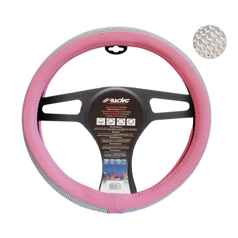 Merkloos Simoni Racing Stuurwielhoes Diamonds 37-39cm Roze (8022474216420)