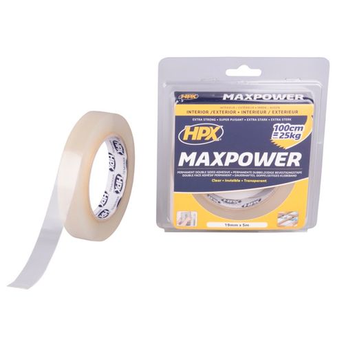 Merkloos Hpx Dubbelzijdig Tape Max Power 19Mm X 5Mtr Transp (5425014229745)