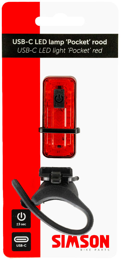 Achterlicht Simson USB-C LED lamp pocket - rood (8711646933653)