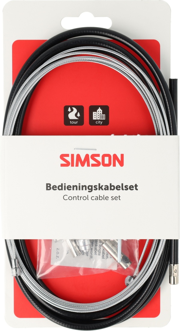 Simson Trommelremkabelset compleet universeel RVS - zwart (8711646935541)