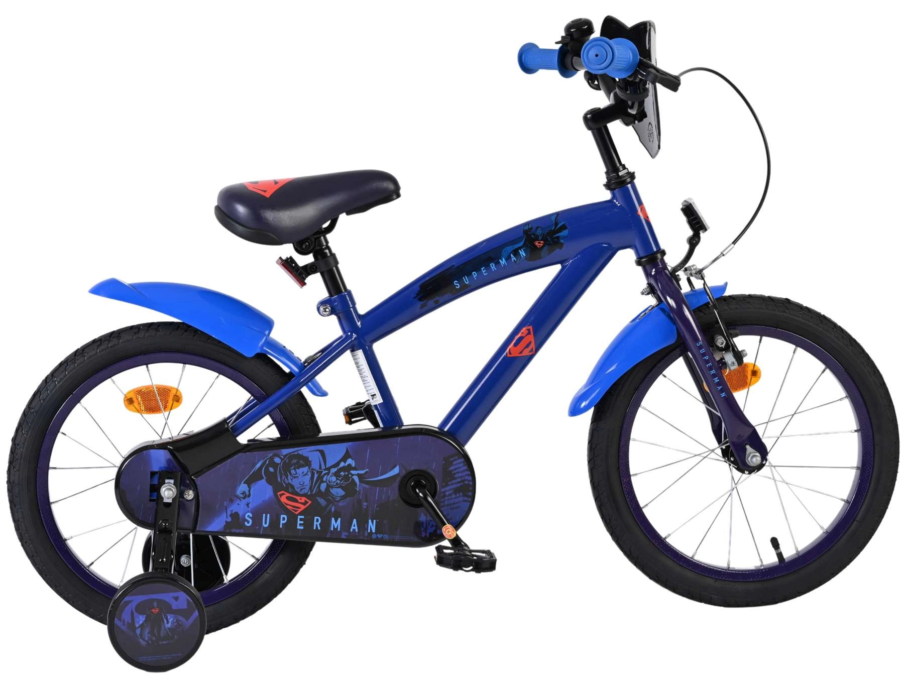 Merkloos Superman Kinderfiets Jongens 16 inch Blauw 2025 (8715347205903)