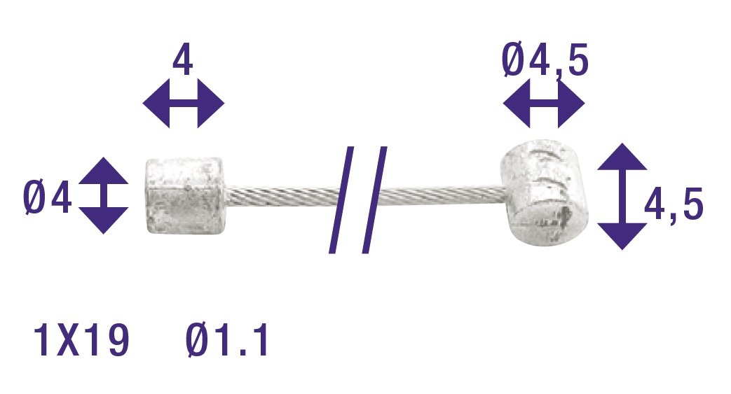 Elvedes Derailleurkabel 2.25m 2 nippel 6400rvs nexus-sunt- (8716706001709)
