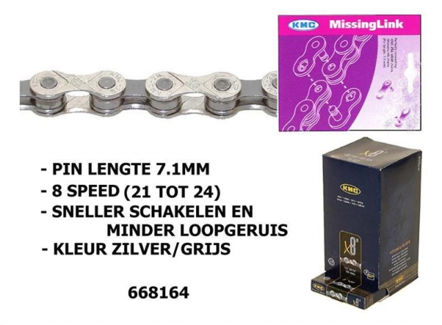 Kmc Ketting x8.93 8 speed 116l. zilver/grijs (4715575480015)