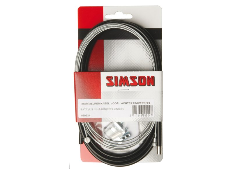 Trommelremkabelset Simson/Batavus v/a Bat. inhaaknippel+inbus, gegalv,zwart (8711646202247)