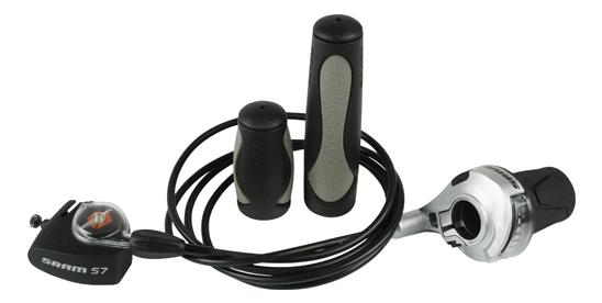 Merkloos Grip shift sram 7v kpl (1600) met zwarte kabel (0710845606755)