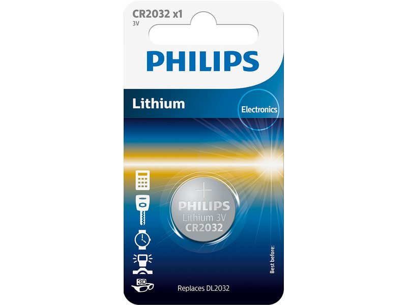 Philips batt CR2032 Lith 3V BP1 (8711500829894)