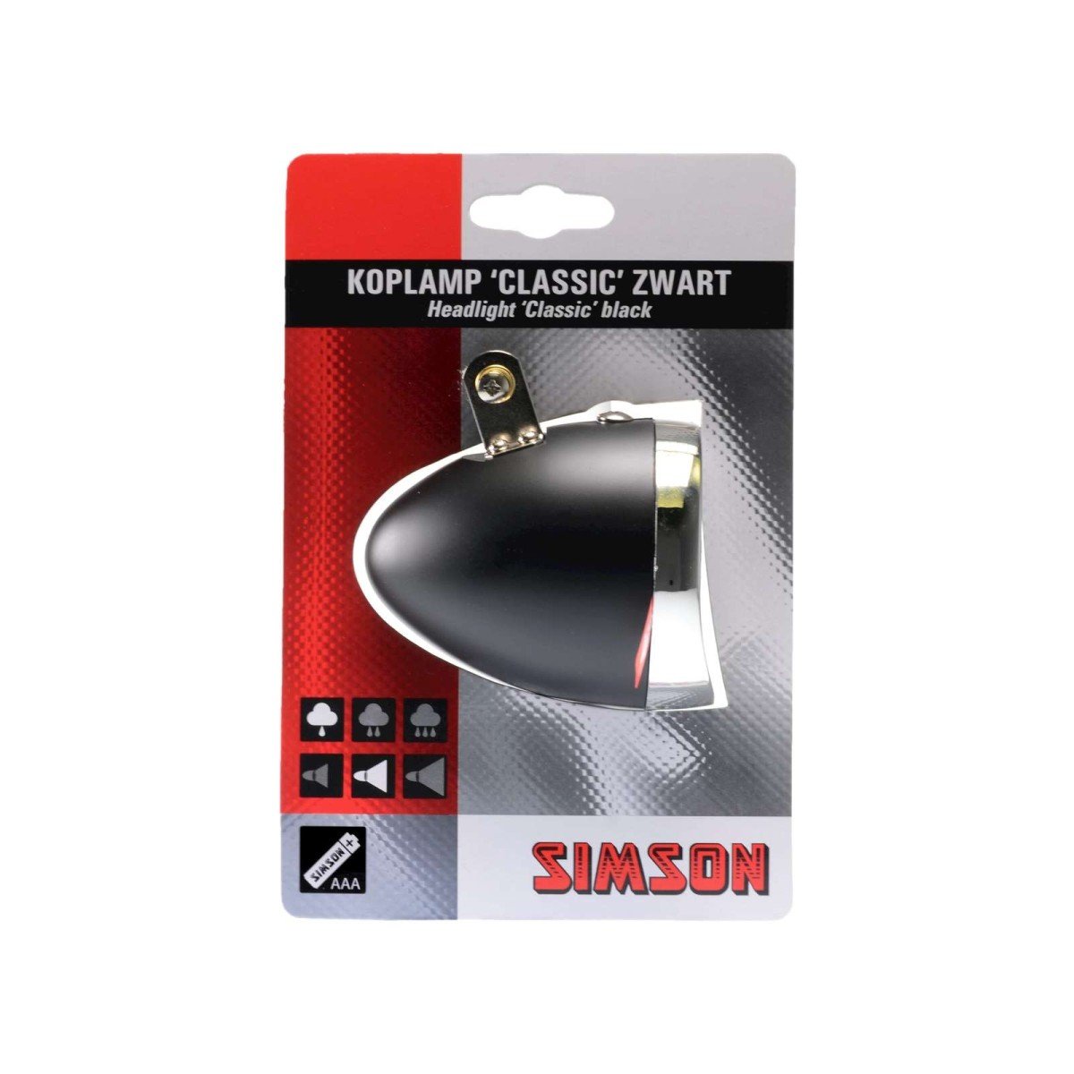 Simson koplamp classic zwart (8711646207518)
