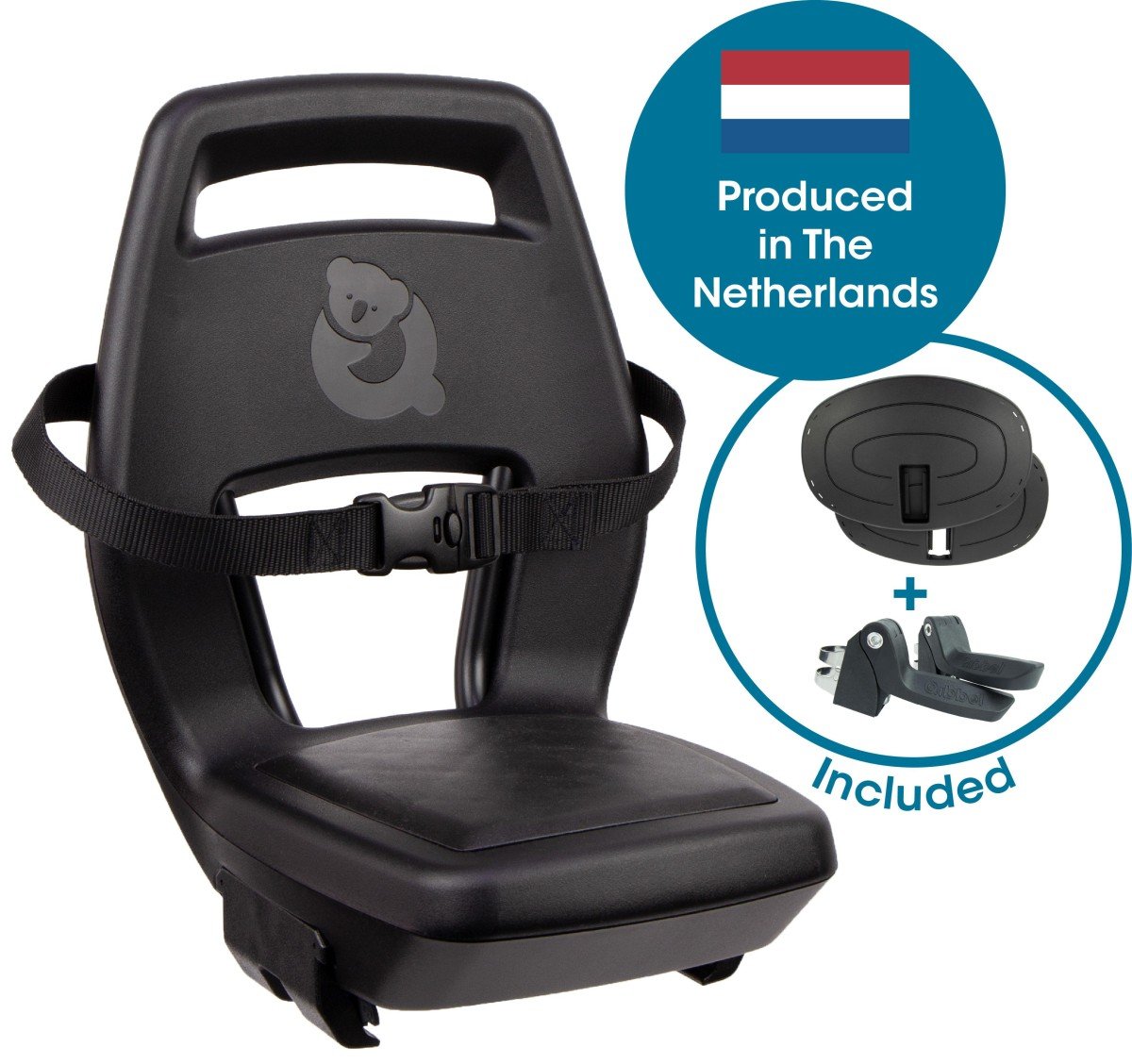 Qibbel q340 achterzitje 6+ junior met voetsteunen en beschermplaten zwart (8712864433406)