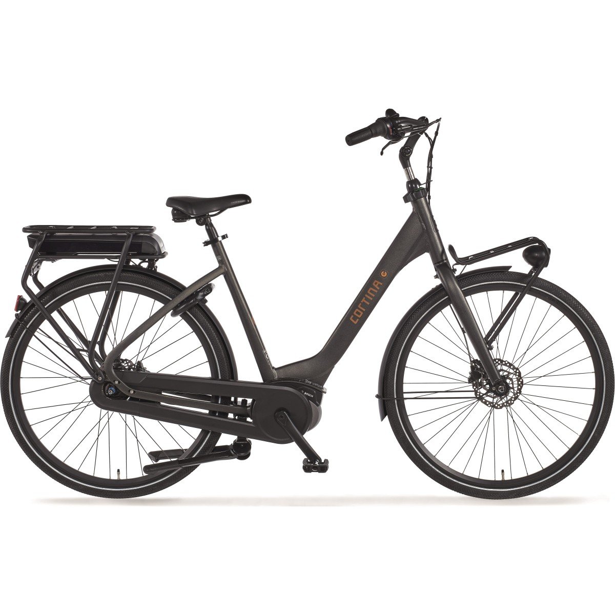 CORTINA E-Common Family Dames Black Gold Matt 57cm 2025 (8719461046046)