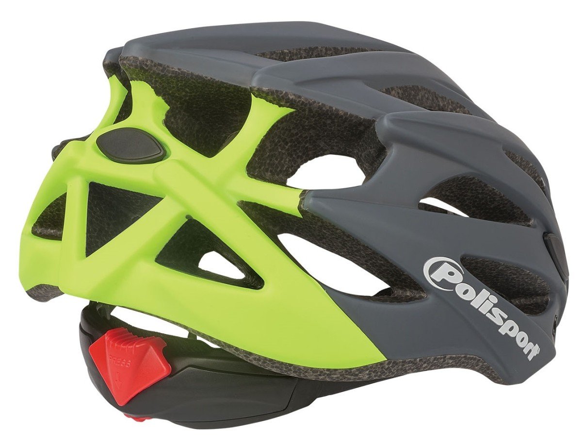 Polisport helm Twig mat grijs/ fluo geel L 58-61cm easy-lock (5604415080777)