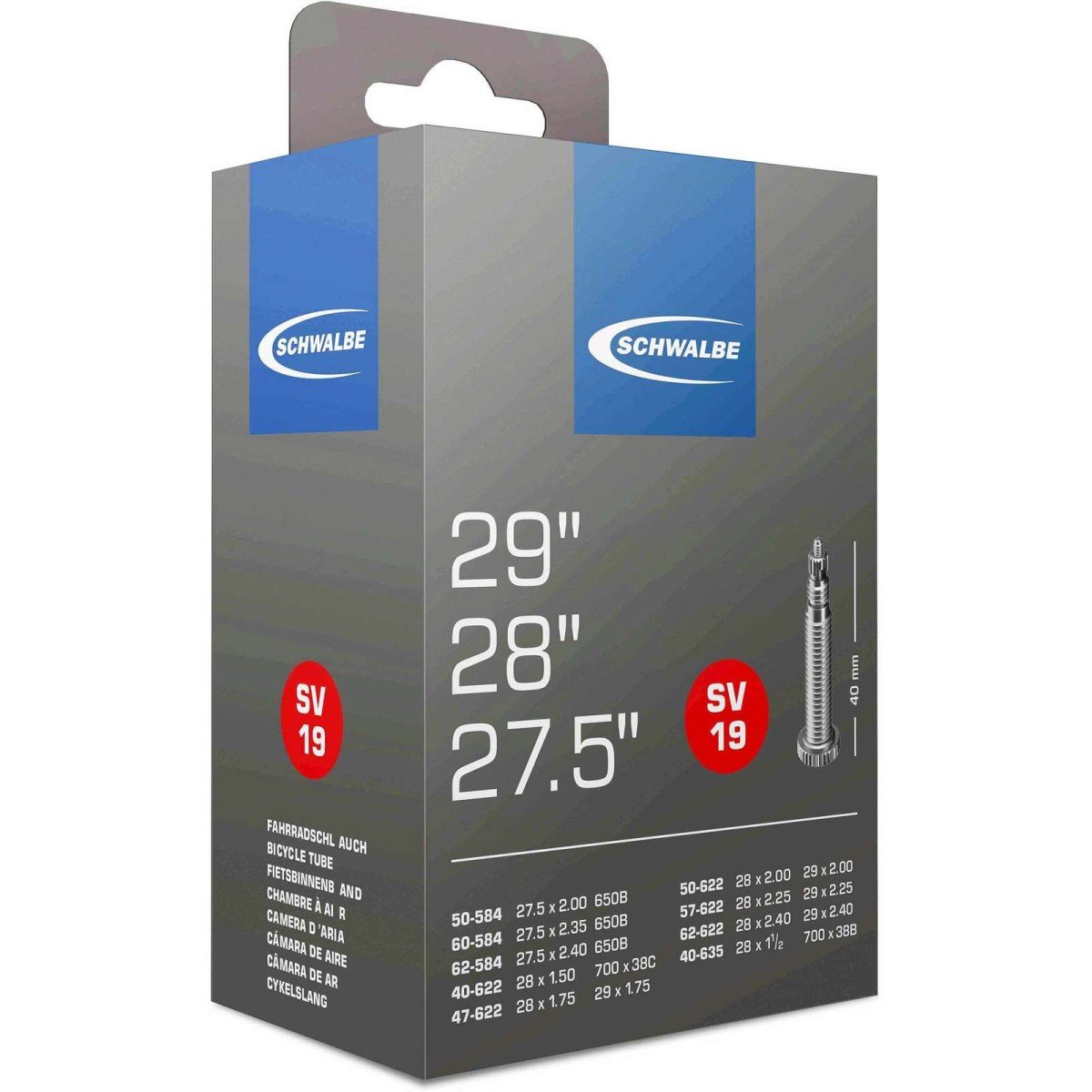 Schwalbe Binnenband SV19 40/62-584/622 (27.5/29x1.50-2.40) Frans (4026495099707)