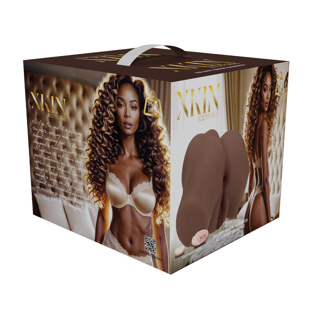 Xkin by shots Bodyforms - Eve Rhodes - Dubbele Ingang Vibrerende Masturbator - 1,6 kg / 3,5 lbs - Bruin (8714273029881)