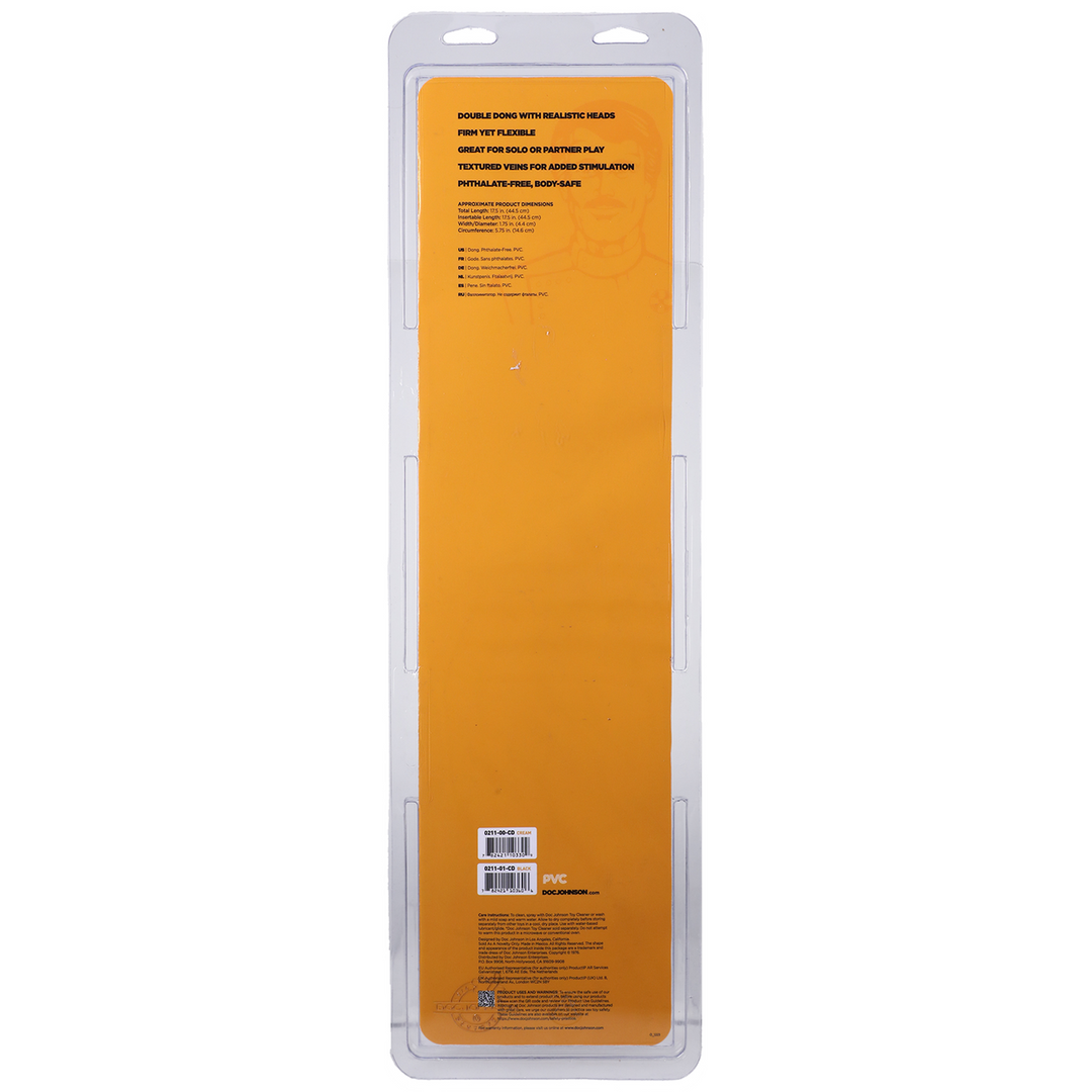 Doc johnson Geaderde Dubbele Kop - Dildo met Dubbele Einden - 18 / 45 cm (782421103309)