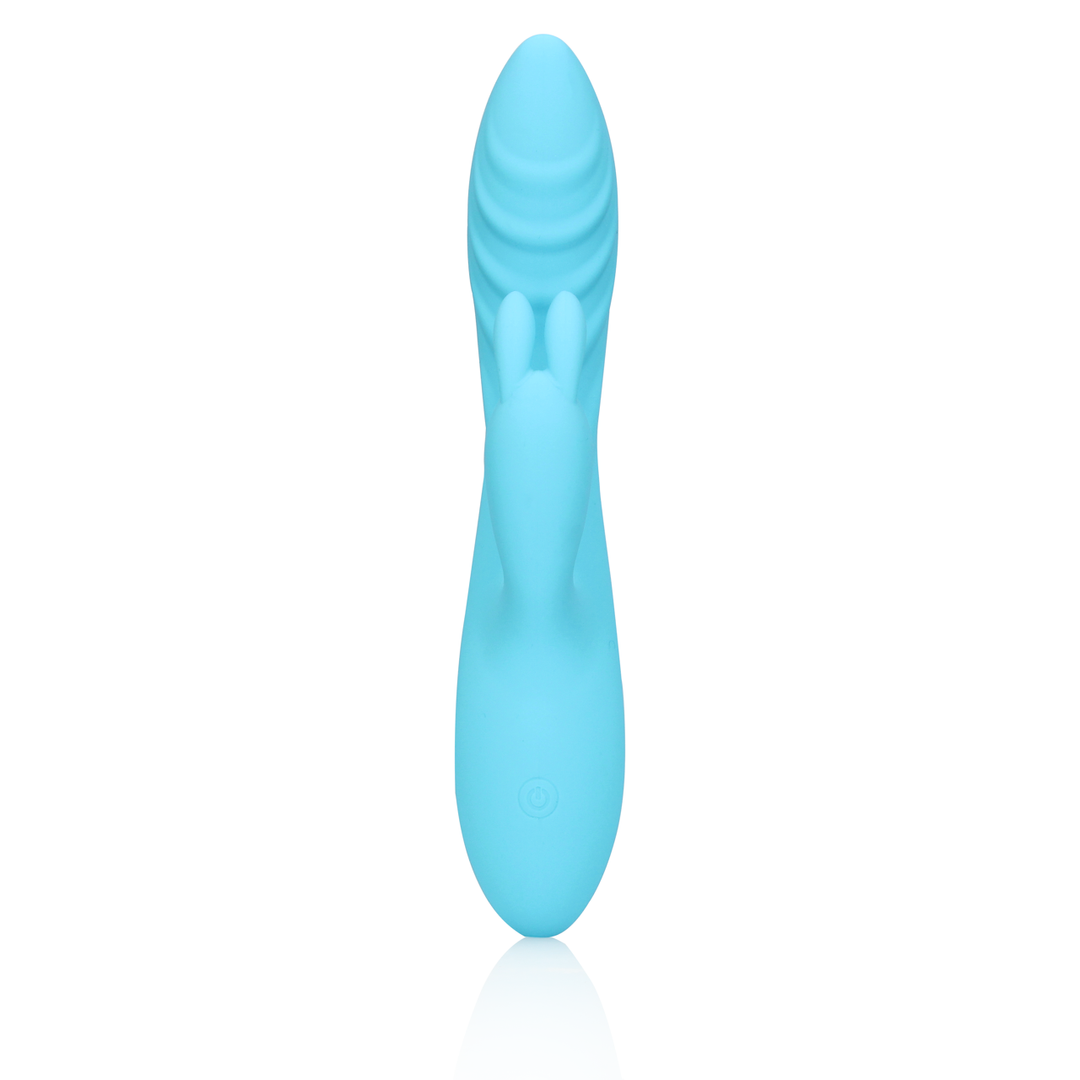 Loveline by shots Geribbelde Ultra Zachte Siliconen Konijn Vibrator - Glaciaal Blauw (8714273051516)