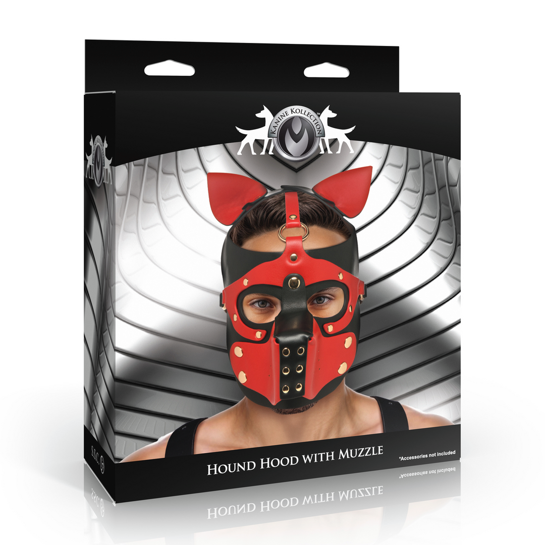 Xr brands Hondenkap met Muilkorf - Zwart/Rood (848518055750)