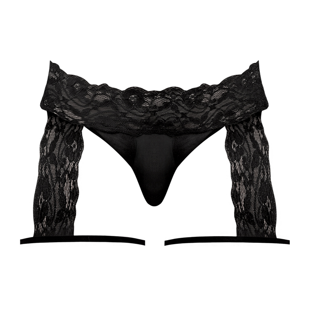Male power G-String Garter Short - L/XL - Zwart (845830058346)
