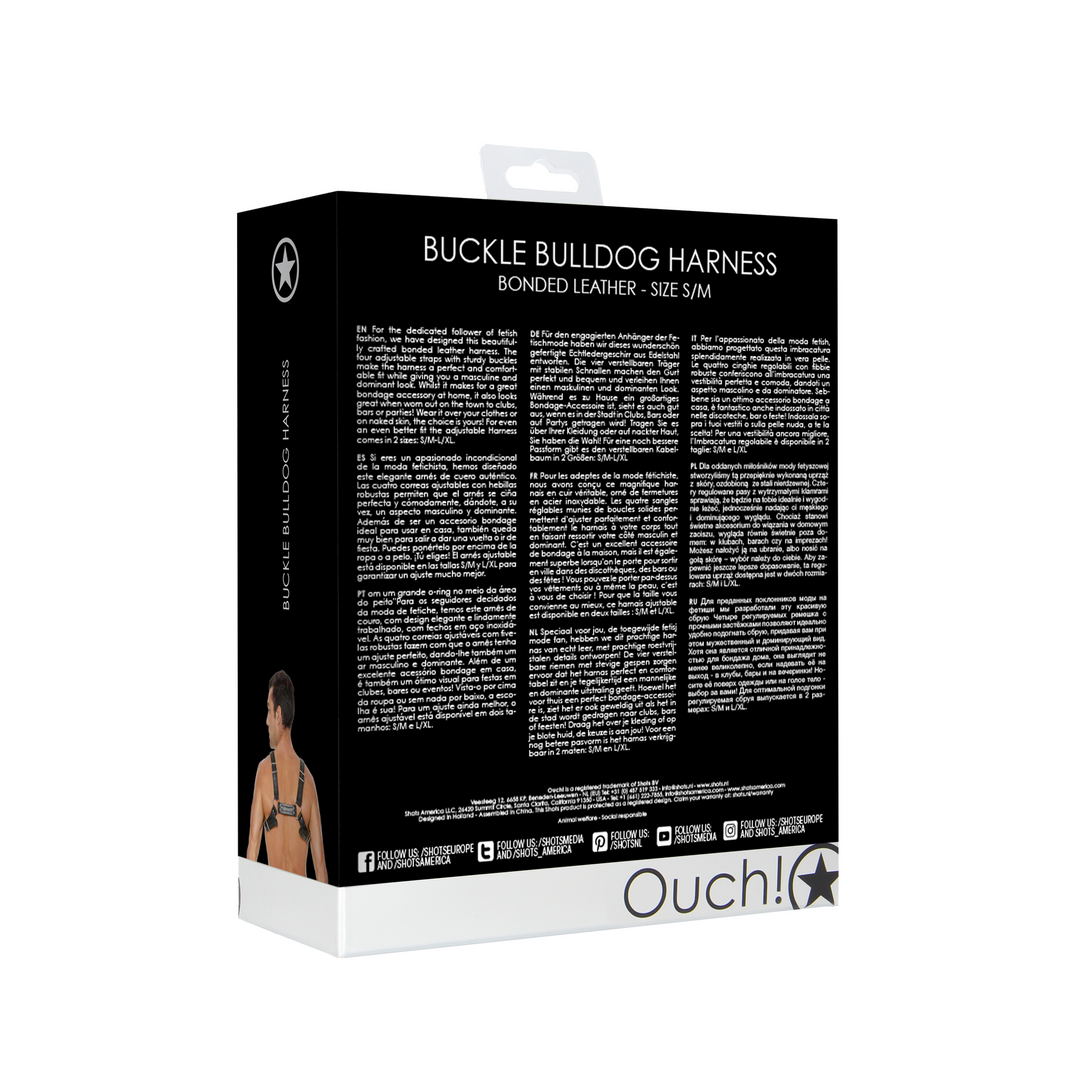 Ouch! by shots Leren Bulldog Harnas met Gespen - S/M (7423522519554)