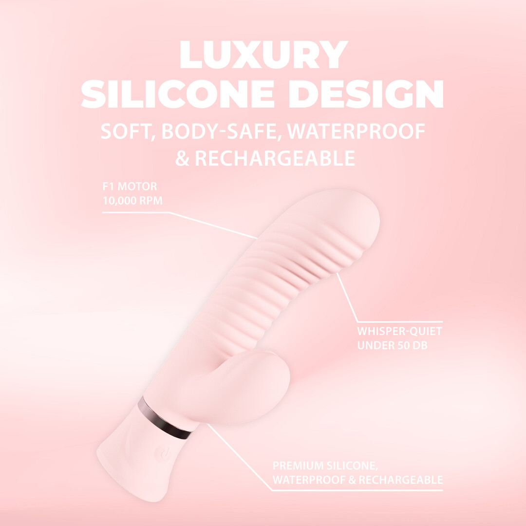 Loveline by shots Mystique - Geribbelde Konijnen Vibrator - Roze (8714273058485)
