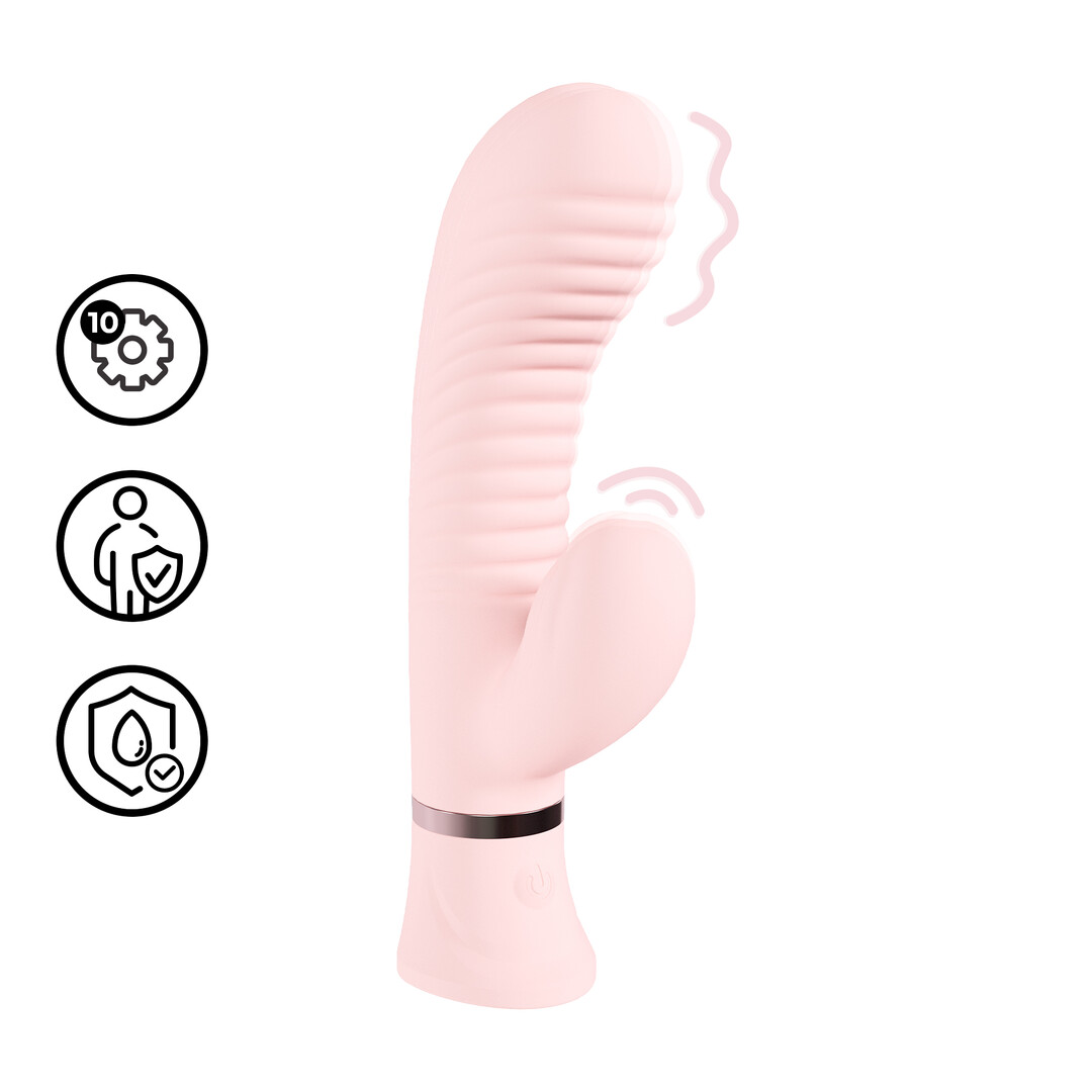 Loveline by shots Mystique - Geribbelde Konijnen Vibrator - Roze (8714273058485)
