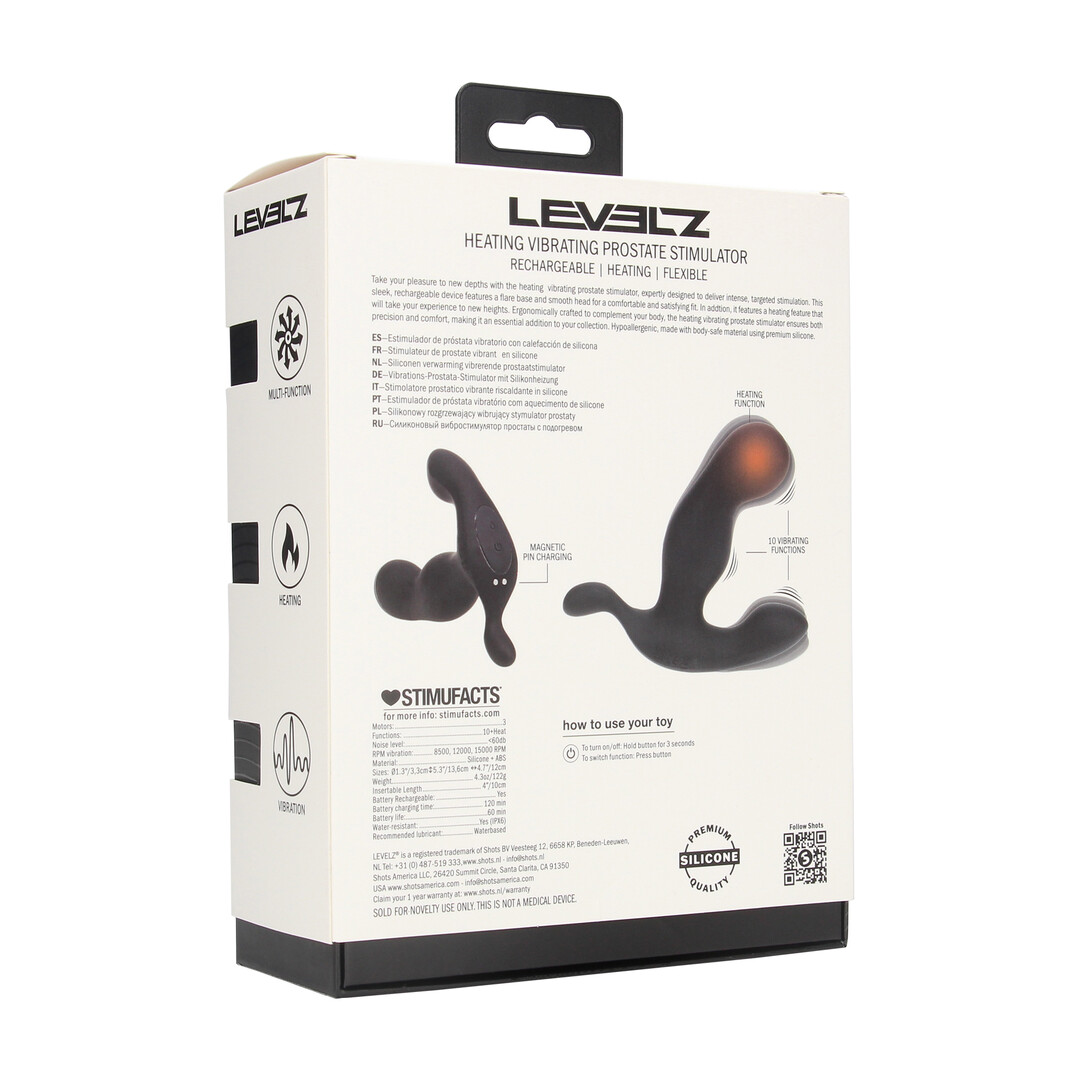 Levelz by shots Verwarmende en Vibrerende Silicone Prostaat Stimulator - Zwart (8714273067654)