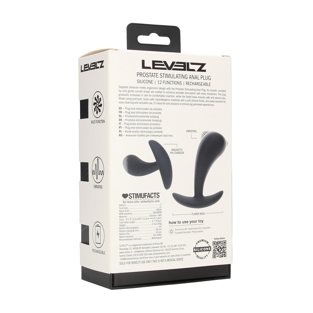 Levelz by shots Vibrerende Siliconen Prostaat Stimulator Anale Plug - M - Zwart (8714273067456)