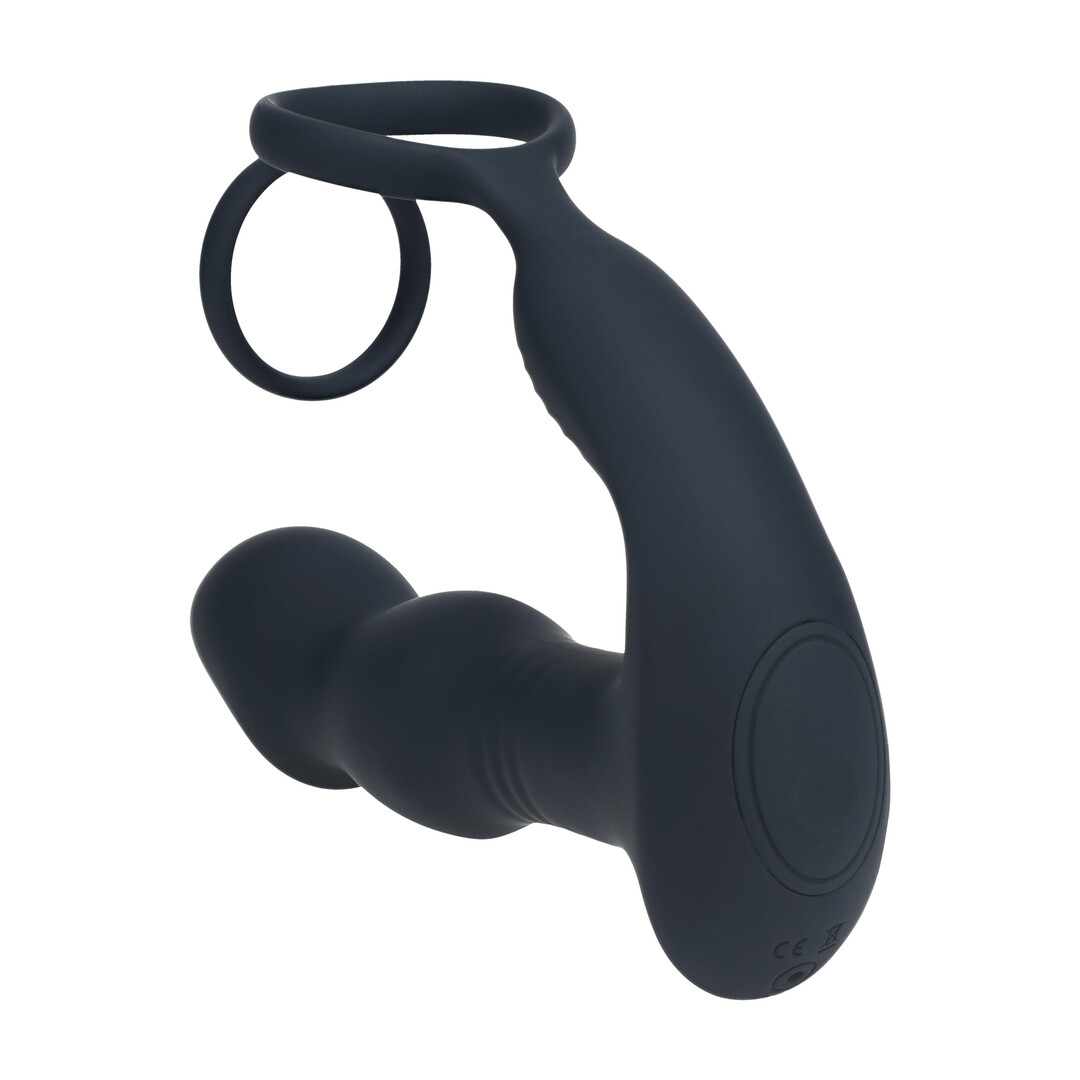 Levelz by shots Afstandsbediening Vibrerende Duwende Kom-Hier Siliconen Prostaat Stimulator met Cockring - Zwart (8714273067999)