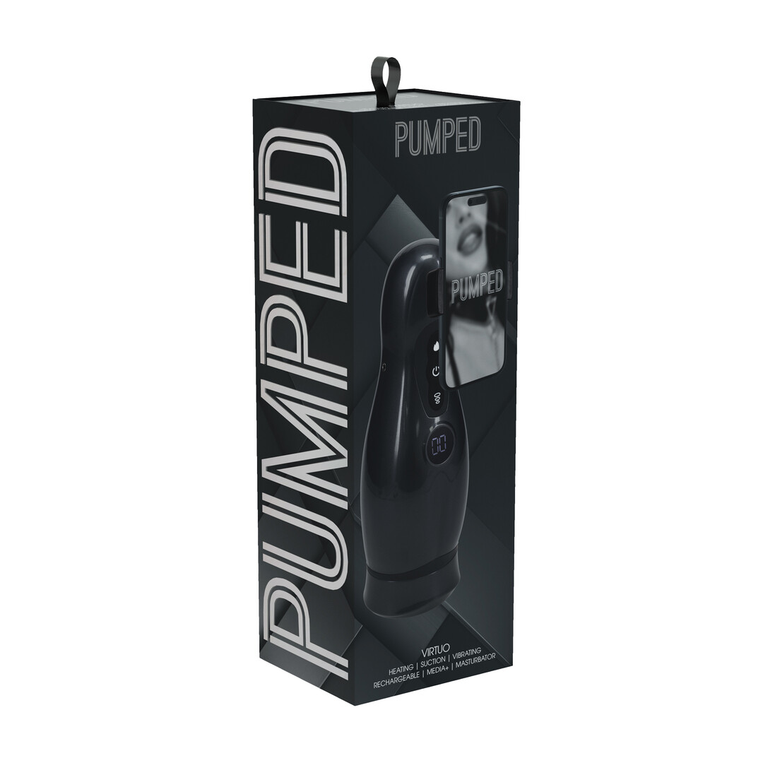 Pumped by shots Virtuo - Suction and Vibration Masturbator Pump with Phone Attachment - Gun Metal (8714273061393)