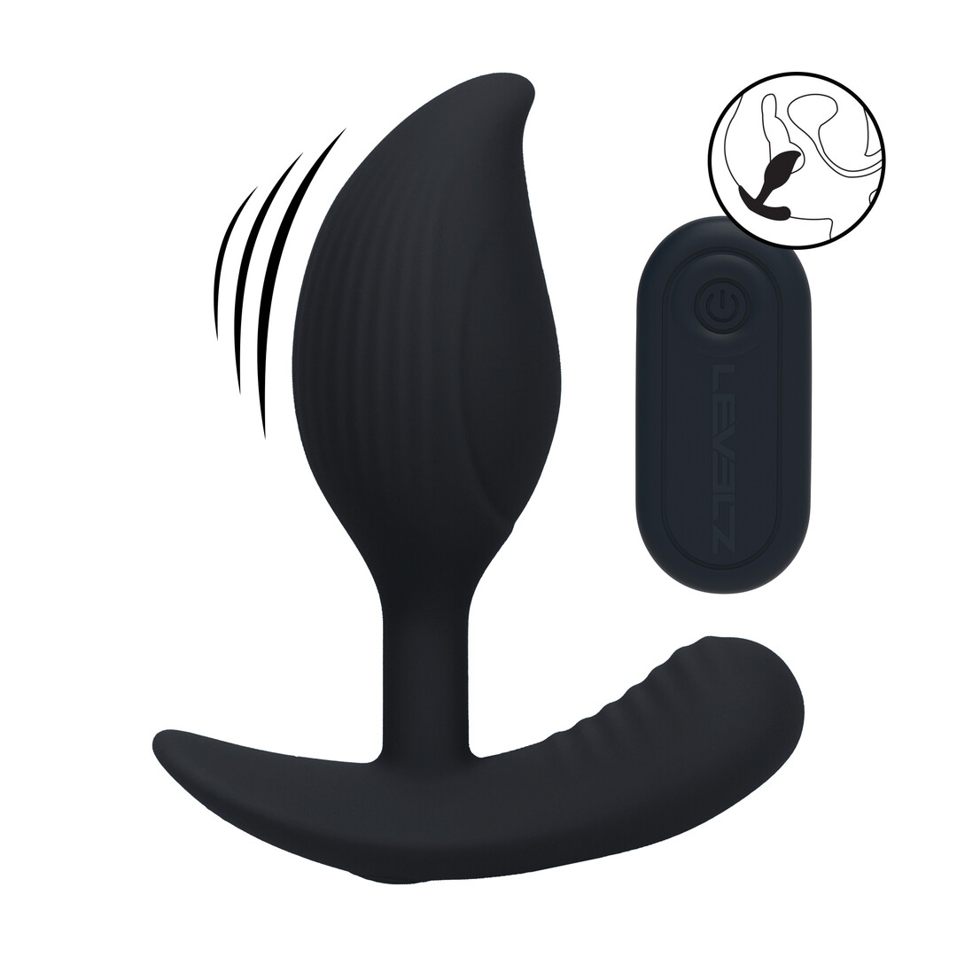 Levelz by shots Afstandsbediening Vibrerende Vloeibare Siliconen Anale Plug - Zwart (8714273067937)