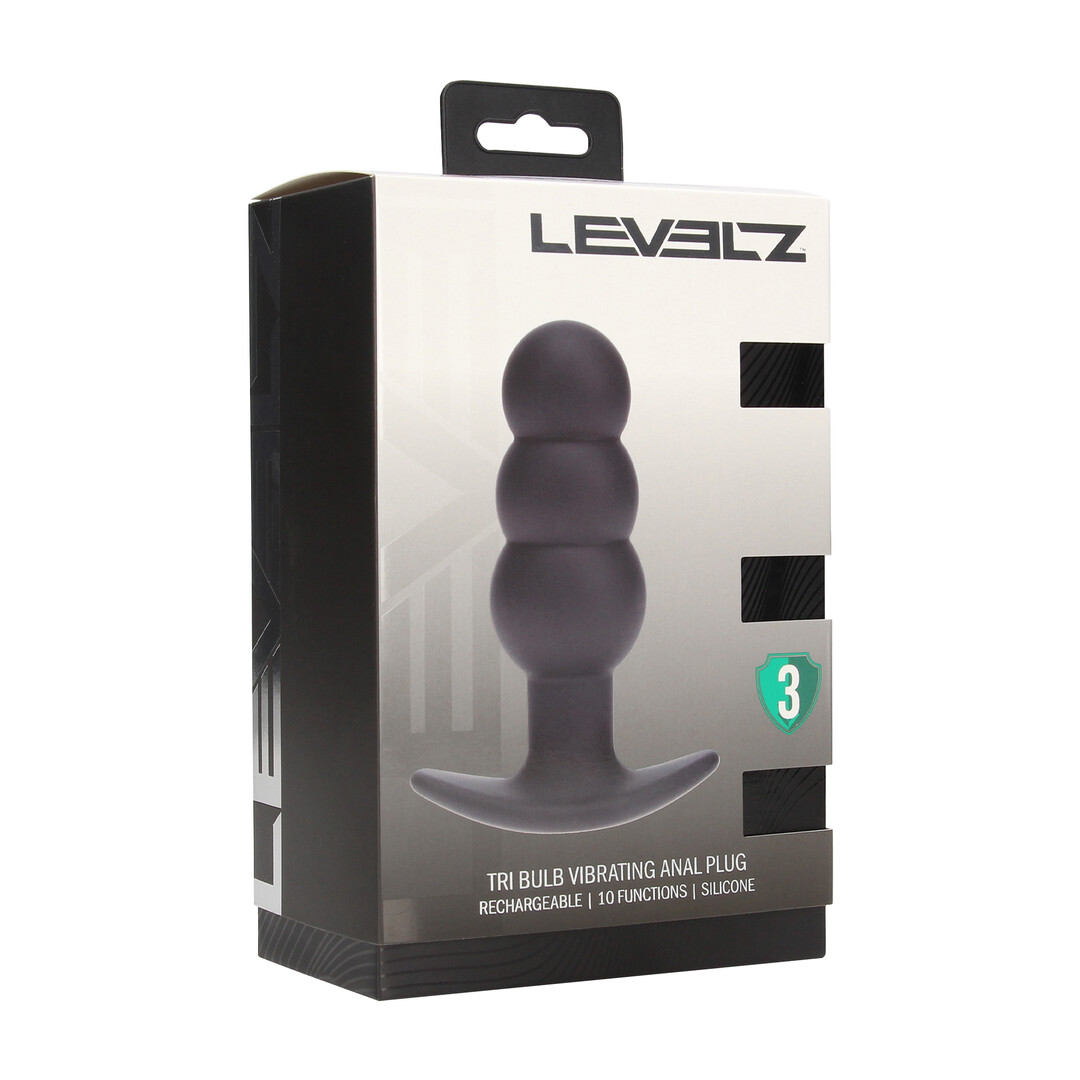 Levelz by shots Tri Bulb Vibrerende Siliconen Anale Plug - Zwart (8714273067555)
