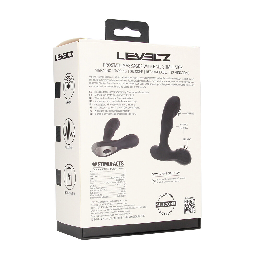 Levelz by shots Vibrerende en Tikken Siliconen Prostaat Massager met Bal Stimulator - Zwart (8714273067890)