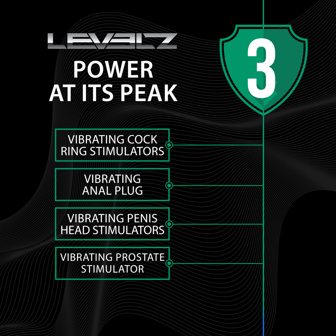 Levelz by shots Vibrerende Geribbelde Siliconen Cock Sleeve en Ball Ring - Zwart (8714273067319)