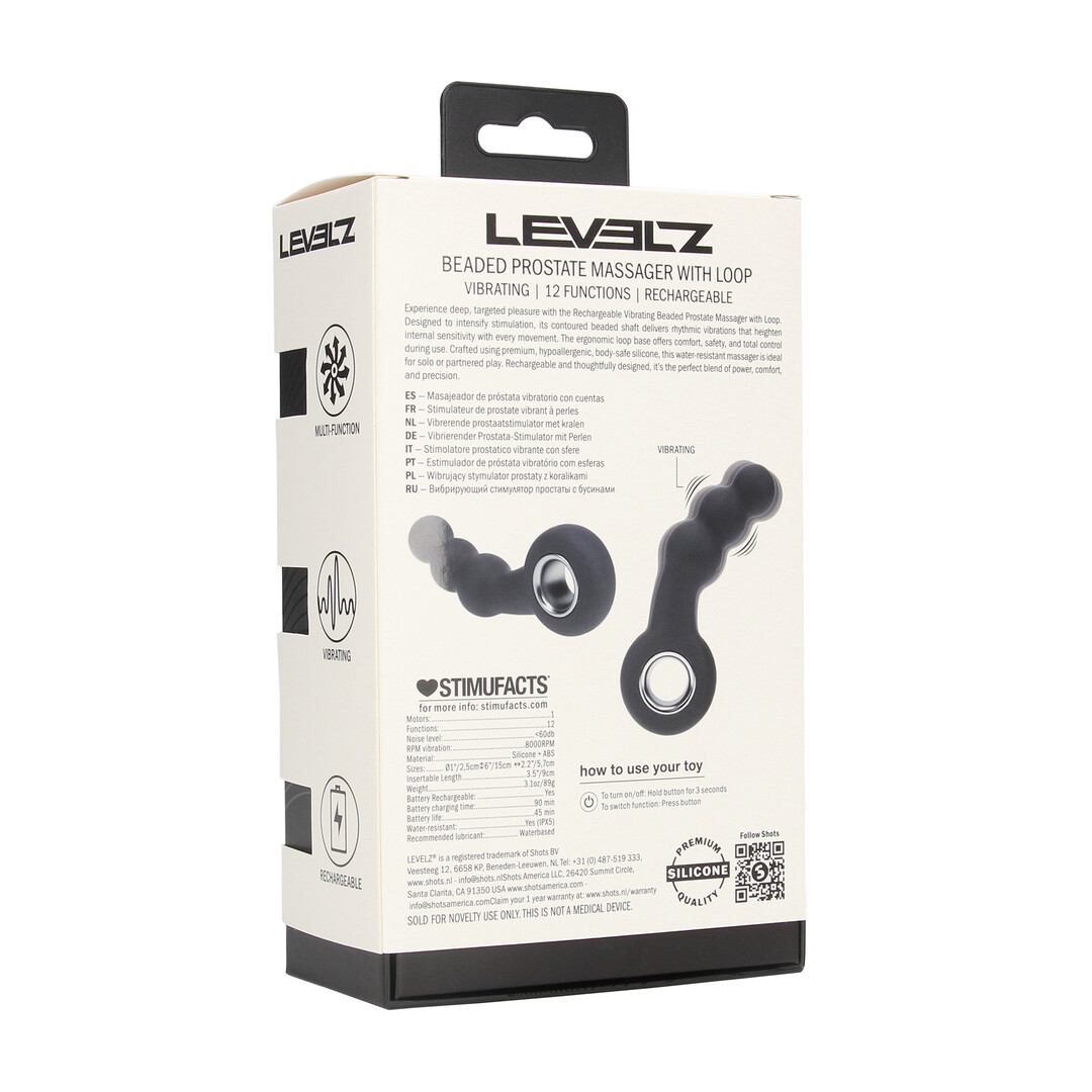 Levelz by shots Vibrerende Parelsilicone Prostaatmassager met Lussysteem - Zwart (8714273067357)