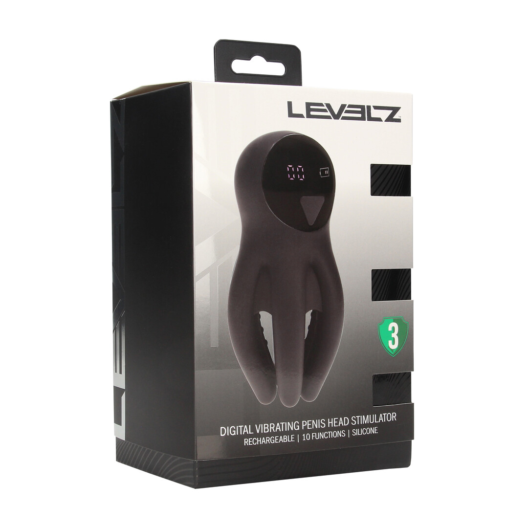 Levelz by shots Digitale Vibrerende Silicone Penis Hoofd Stimulator met Tentakels - Zwart (8714273067593)