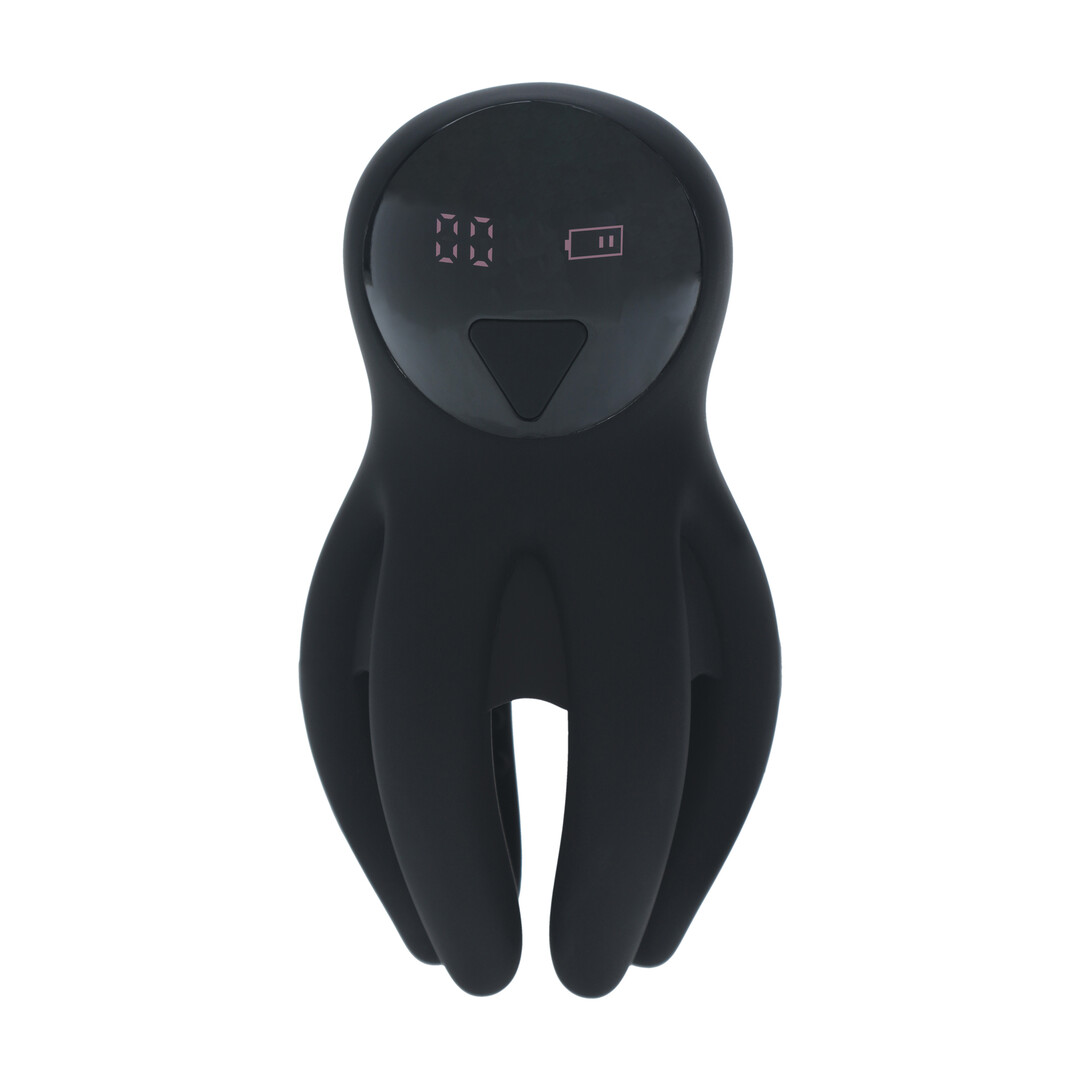 Levelz by shots Digitale Vibrerende Silicone Penis Hoofd Stimulator met Tentakels - Zwart (8714273067593)