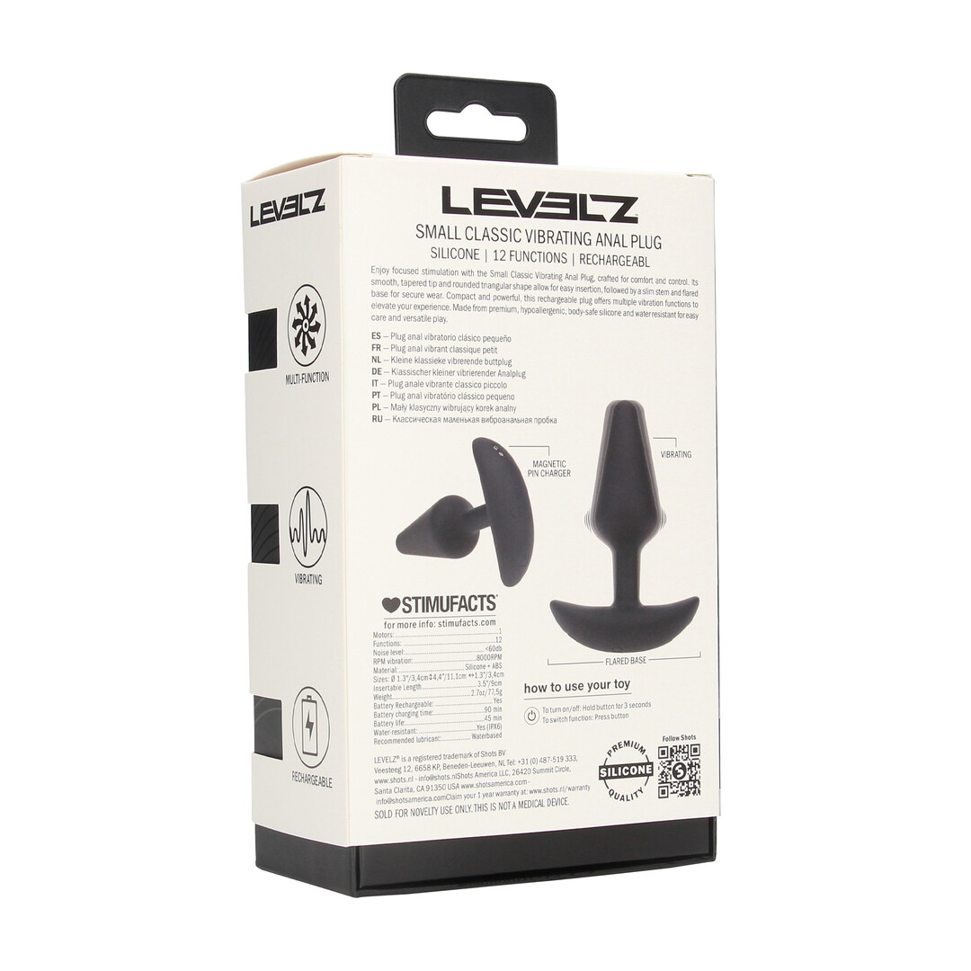 Levelz by shots Classic Vibrerende Siliconen Anale Plug - S - Zwart (8714273067395)