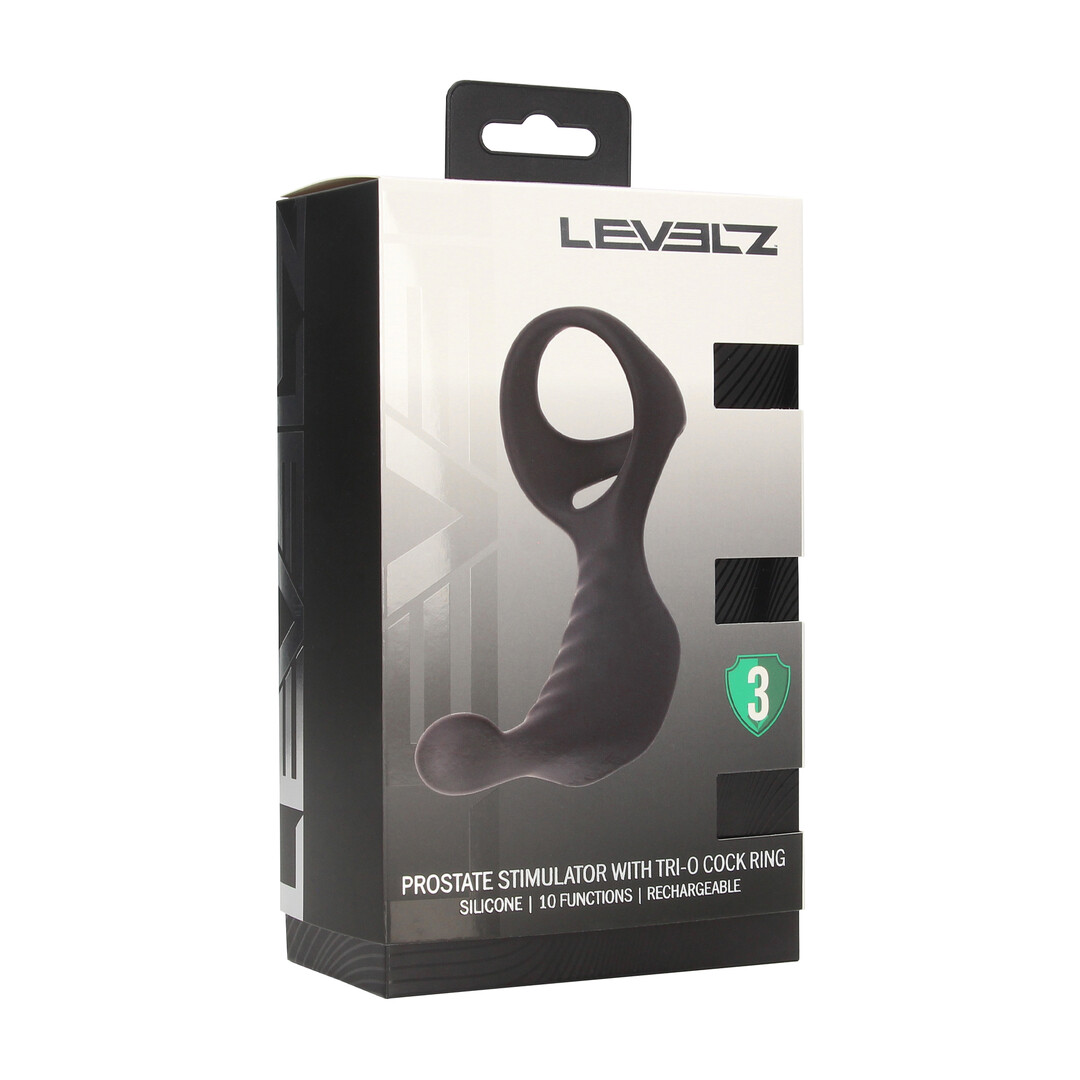 Levelz by shots Vibrerende Siliconen Prostaat Stimulator met Tri O Cockring - Zwart (8714273067692)