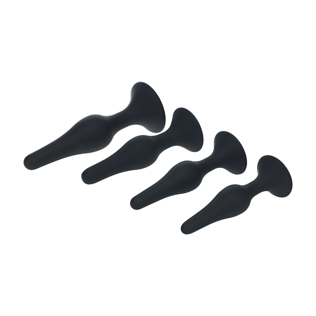 Levelz by shots Slim Siliconen Anale Plug Set van 4 - S/M/L/XL - Zwart (8714273066190)