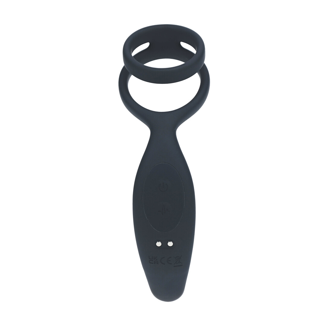 Levelz by shots Vibrerende Siliconen Prostaatstimulator met Cock- en Ballring - Zwart (8714273067678)