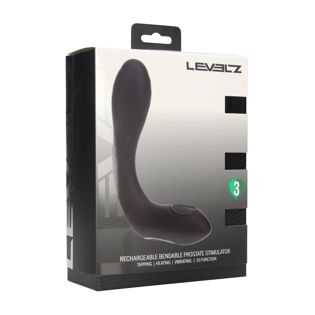 Levelz by shots Vibrerende Verwarmende Buigbare Tapping Silicone Prostaat Stimulator - Zwart (8714273067630)