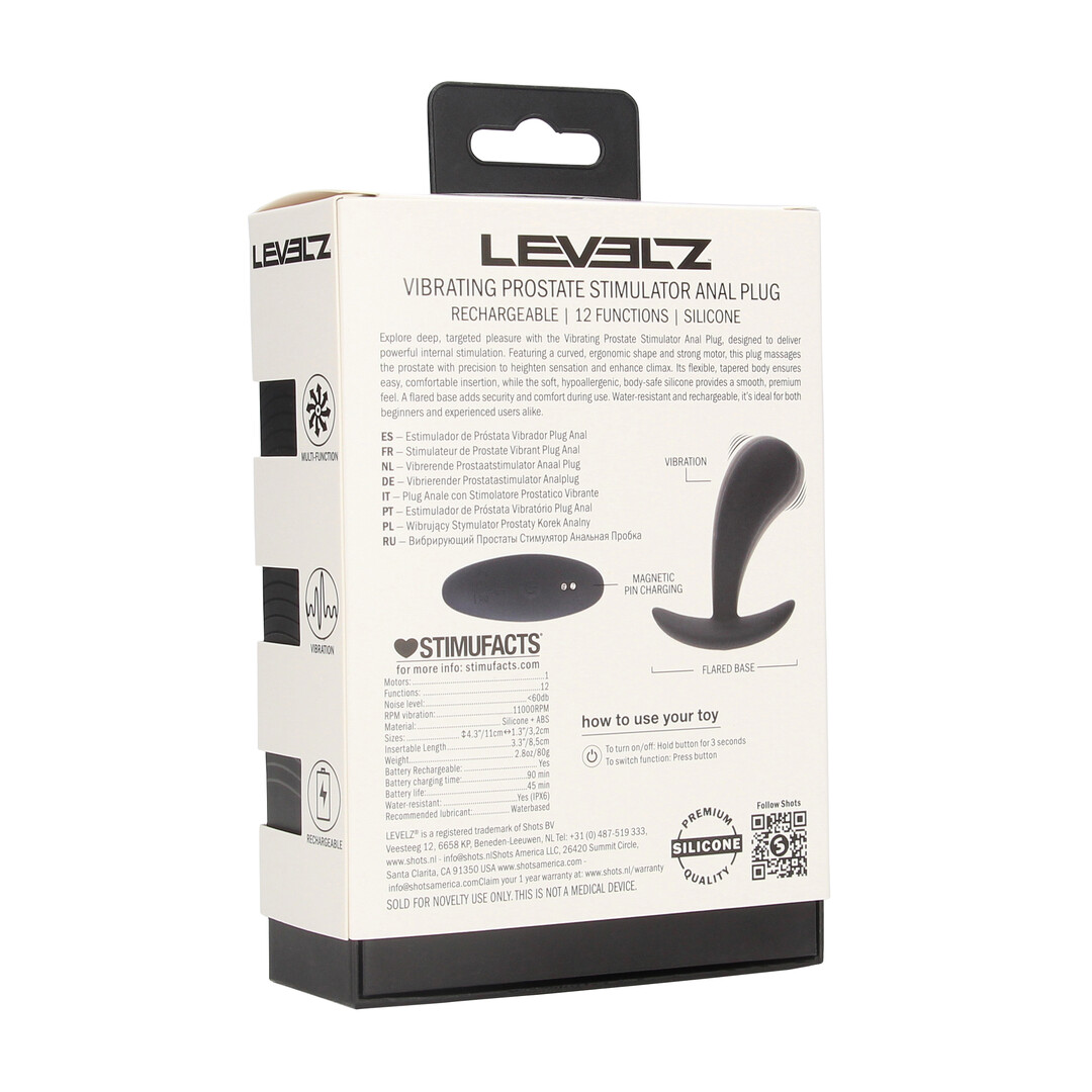 Levelz by shots Vibrerende Siliconen Prostaat Stimulator Anale Plug - S - Zwart (8714273067432)