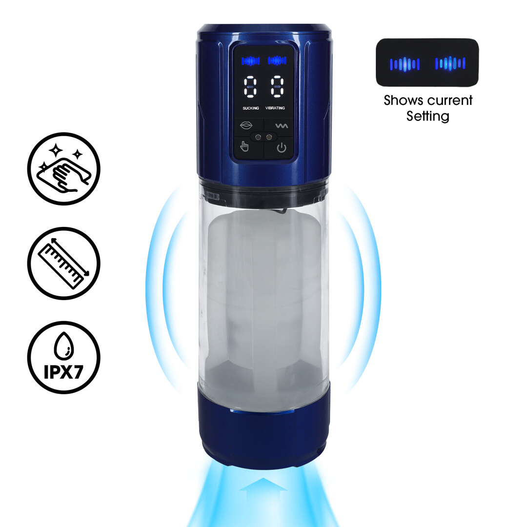 Pumped by shots UltraLift - Automatische Waterdichte Masturbator Pomp - Metallic Blauw (8714273059598)