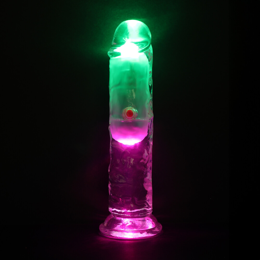 Realrock by shots LED Vibrerende Rechte Penis - 6 / 15 cm - Transparant (8714273059604)
