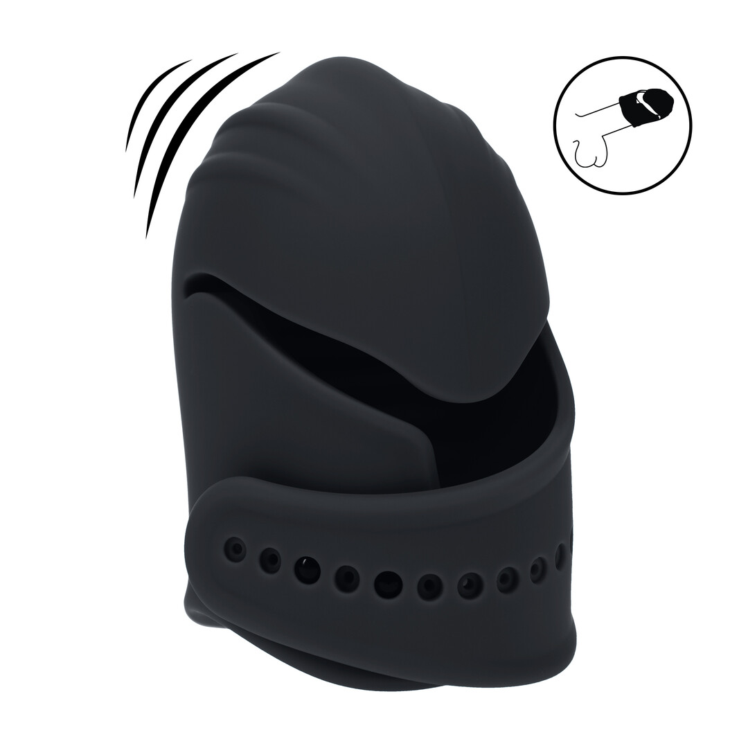 Levelz by shots Verstelbare Vibrerende Siliconen Penis Hoofd Stimulator - Zwart (8714273067579)